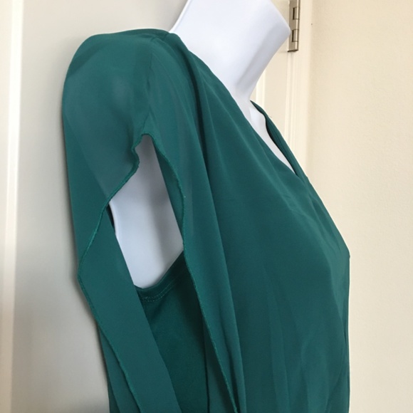 ENFOCUS Petite Teal-Cream Dress. Size 4P - Picture 2 of 4